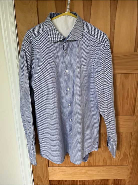 Bugatchi Other - Bugatchi Uomo size 17:34/35 Blue Micro-Check Dress Shirt